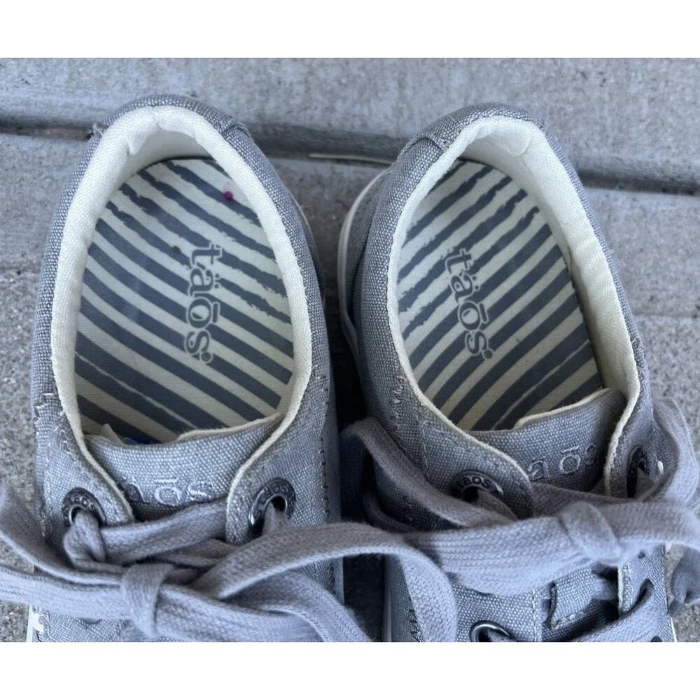 Taos Plim Soul Women's 7.5 Gray Canvas Lace-Up Sneakers - Picture 4 of 13